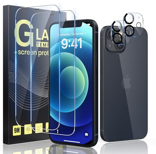 Guretok 2+2 Tempered Glass for iPhone 12 mini with Frame with Camera Protection 5.4 Inches, Military Standard 9H Hardness Screen Protector HD Clear Tempered Glass Screen Protector for iPhone 12 Mini