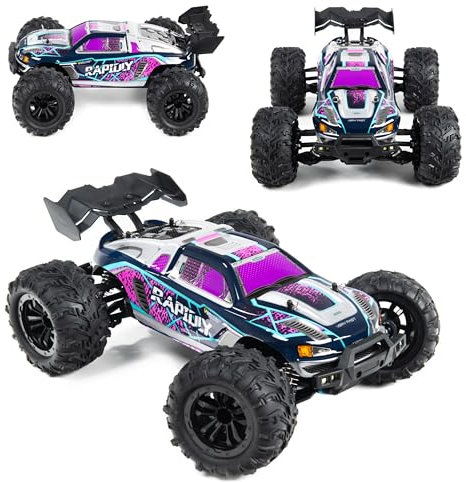 COIL RC-Buggy - Ferngesteuertes Auto, 4x4 Allradantrieb, 38 km/h Hochgeschwindigkeits Geländewagen, Robustes Offroad Spielzeugauto mit LED-Scheinwerfern, 2.4 GHz Steuerung, 1:16 Maßstab (Lila)