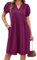 GRACE KARIN Femme Ete Robe A-Line Manche Courte Casual Robe Femme Henley Col en V avec Poches Chic et Elegant Rouge Violet XXL