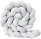 AmphaDeco Bettschlange 1 2 3 4 5 M, Bettschlange Baby, Bettschlange Geflochten, Nestchenschlange, Geflochtene Bettschlange Baby, Babybett Schlange, Nestschlange Babybett,Hellgrau,300cm