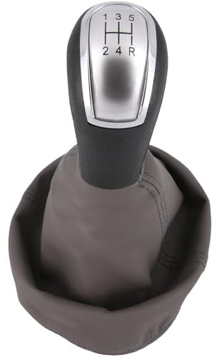 Recambo Schaltknauf + Schaltsack Set 5 Gang passend für Mercedes A-Klasse, Typ W168, 1997-2004, Plug & Play, Auto Schalthebel Schaltmanschette, grau