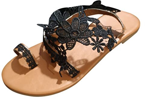 Generisch Sandalen für Frauen Slip on Slip on weibliche Zehen Open Beach Sommersandalen für Frauen Frühjahr Schuhe Damen (Black, 35)