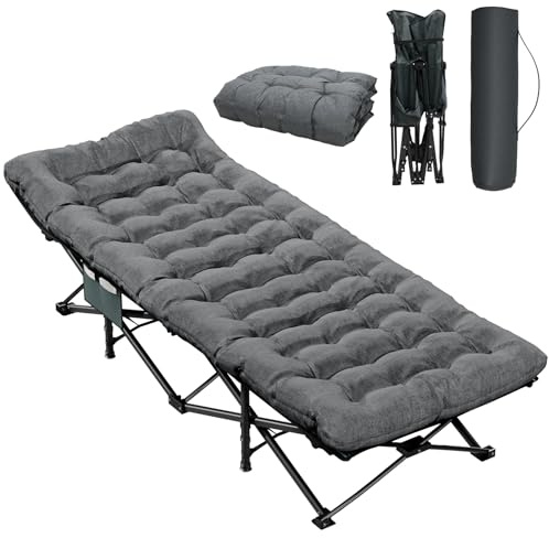 COWISH Camping Cot with Mattress, 75 L x 28 W Portable Folding Camp Bed for Adults, Camping Bed with Carry Bag for Travel Tents, Spare Beds, Maximum Weight Capacity 450 lbs.