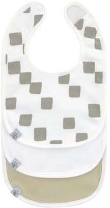 LÄSSIG Baby Lätzchen Set (3 Stk.) Neugeborene Sabberlätzchen Klettverschluss GOTS/Newborn Bib Set GOTS Happy Fruits light khaki