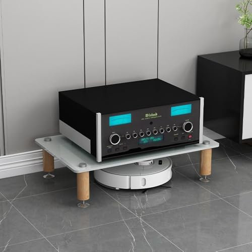 Generisch 3/4-stufige HiFi-Racks, Medienaufbewahrungsschrank, Audio-Racks, Regale aus gehärtetem Glas, stoßdämpfende Beine aus massivem Holz für Audio-Rack-Schränke (weiß, 1 Stufe)