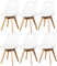 Uderkiny 6er-Set Esszimmerstuhl， Moderne transparente Esszimmerstühle, Skandinavischer Stuhl, Transparentes PP-Material+Beine aus Buchenholz, geeignet für Wohnzimmer/Esszimmer/Küche (Weiß PU, 6)