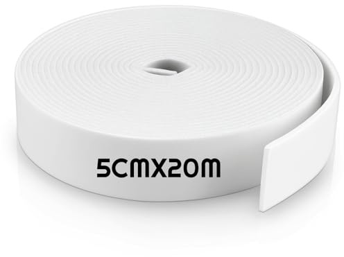 Xuniea 2 Selbstklebend für Ausgleichsmasse Randdämmung Behnfugenband Randdämmstreifen Weiß Estrich Randdämmstreifen Selbstklebend Dehnfugenband Trennwandband Fußbodenheizung(5 cm x 20 m)