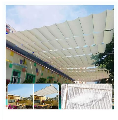 Retractable Sun Shade Adjustable Wave Shade Sail Electric Pergola Cover with Installation Kit for Patio Deck Garden Outdoor PavilionUV Protection Weather Resistant