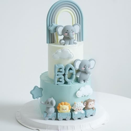 elephant cake topper - baby boy cake topper, animal cakes toppers, baby shower cakes decorations boy, DIY Balls Decoration for Birthday Party Full Moon Gender Reveal elephant Baby Shower Decor