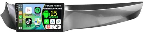 Radio Coche Android 15 para Alfa Romeo Giulietta 2010-2018 con Carplay Android Auto,9'' Radio Pantalla, BT/GPS/WiFi/FM/RDS+Cámara Trasera+Mic(S-6(8G+128G))