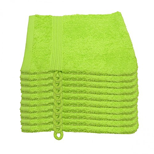Julie Julsen 10er Pack Waschlappen 29 Farben erhältlich weich und saugstark 500gsm Öko Tex Apfelgrün 15 x 21 cm B-Ware