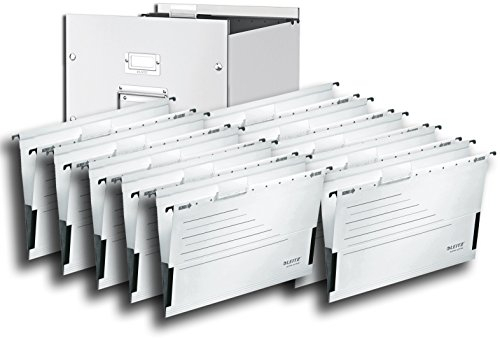 Leitz 6046 Archiv-Hängebox Click & Store, Ablage- und Transportbox für Hängeregistratur mit Deckel, A4 (Weiß + Hängetaschen weiß)