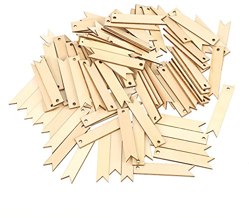 100 stücke DIY Deko Natur Holz Schild Anhänger Unfinished Tag Natürliche Hängende Holzstücke für Wein, Dekor, Hochzeit