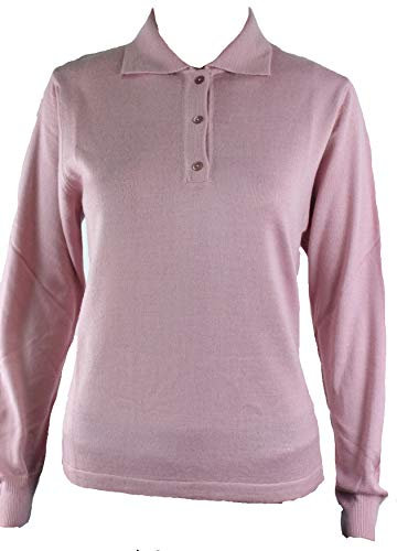 profili di Toscana Maglia, Polo Donna 3 Bottoni.Lana Merinos 80% Made in Italy (M, Rosa)