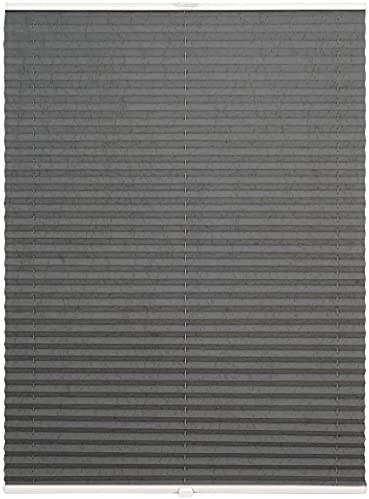 ondeco Plissee auf Maß Crushed-Optik für alle Fenster innen, Montage in Glasleiste mit Spannschuh, Sonnenschutz-Rollo lichtschutz und Blickdicht Grau B: 71-80 cm, H: 40-100 cm