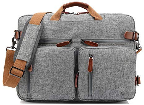 Convertible Spalla Zaino Messenger Bag Laptop Bag Cassa della Borsa Cartella Multifunzionale di Viaggio Zaino Adatto 17 inch Laptop - Antifurto,Grigio,17.3