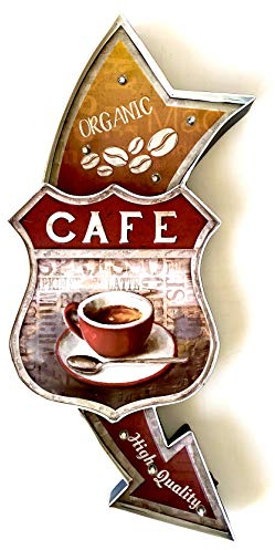 DiiliHiiri Leuchtschild Retro-Schild Wandschild im Vintage-Stil LED Schild für Cafe Pub Dekoschild Zubehör für Wohnkultur 50er Jahre Haus Dekoration Retro Leuchtkasten Metallhandwerk