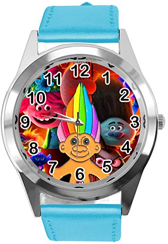 Runde Uhr aus blauem Leder für Zwerg-Fans.