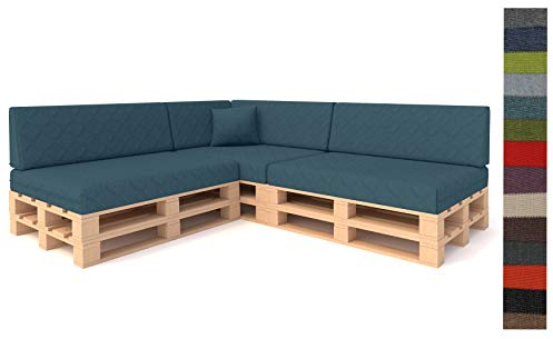 Pillows24 Palettenkissen 8-teiliges Set Palettenauflage Polster für Europaletten Hochwertige Palettenpolster Palettensofa Indoor & Outdoor Erhältlich Made in EU Türkis