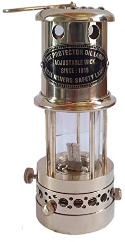 The Antique House Solides Messing, 100 % funktionierende nautische Bergbauerlampe, Ölschiff-Laterne, Maritimes Geschenk