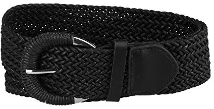 Allegra K Ceintures tissées de grande taille pour femme avec boucle en métal, Noir , 65-88cm/25.59-34.65