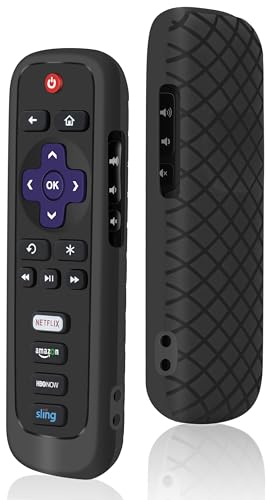 Remote Case for Roku, Battery Cover for TCL Smart TV Steaming Stick, Silicone Protective Controller Remote Cover Universal Sleeve Skin Black