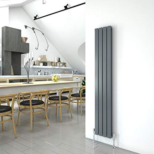 Anthracite Vertical Radiator 1600x272mm Double Flat Panel Designer Radiator Interior Design