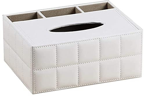 TOP-MAX Aufbewahrungsbox aus PU-Leder mit Taschentuchbox, Schreibtisch-Zubehör, ordentlicher Organizer, Papierhalter, Schreibtisch-Organizer, Halter für Stifte, Fernbedienung, Telefon, weiß