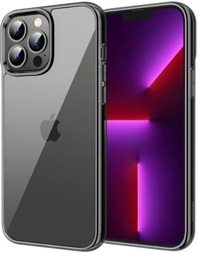 JETech Hülle für iPhone 13 Pro Max 6,7 Zoll, Nie Vergilbung Stoßfeste Stoßstange handyhülle, Anti-Kratzt Transparent Rückseite (Schwarz)