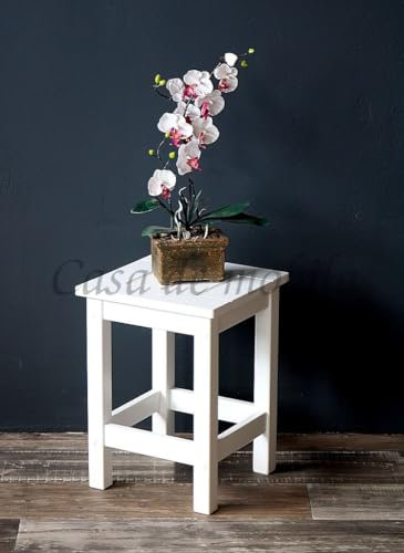 CASA Holzhocker Nachttisch Sitzhocker Blumentisch Beistelltisch Kernbuche massiv weiß lackiert