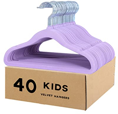haweeli kleiderbügel Samtbügel für Baby-, Kleinkind- und Kinderkleidung und Mäntel Violett (29,5cm, 40er Set)