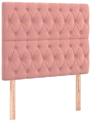 vidaXL 2 x Têtes de Lit Meubles de Chambre à Coucher Accessoires de Lit Simple Têtes de Cadre de Lit Intérieur Rose 90x7x78/88 cm Velours