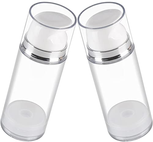 minkissy 2pcs Airless Pump Bottle Refillable Vacuum Lotion Container for Travel Leak Cream Dispenser for Face Cream Shampoo and Essentials