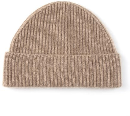 Villand 100% Kaschmir Gerippter Umgeschlagener Hut für Männer, Ultra-Weiche Reine Kaschmir Winter Skimütze (Camel)