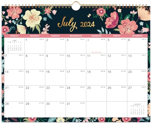 Kalender 2024-2025 - Wandkalender 2024-2025, Juli 2024 - Dez. 2025, 38,1 x 29,2 cm, 18 monatlicher 2024-2025 Wandkalender, Doppeldrahtbindung + Aufhängehaken + dickes Papier + Julianische Daten -