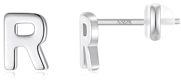 TINGN Ohrstecker Ohrringe Silber 925 Mädchen Damen, Anfangsbuchstaben R Medizinische Ohrstecker Silber Schmuck Frauen Mädchen Geburtstag Muttertag Weihnachten Personalisierte Jugendweihe Geschenke…