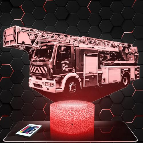 Lampephoto.fr Nachttischlampe Französischer Feuerwehrwagen Feuerwehrmann, Geschenkidee Schreibtischlampe Wohnzimmer Idee Weihnachten für Französischer Feuerwehrwagen Feuerwehrmann-Fans. TOP