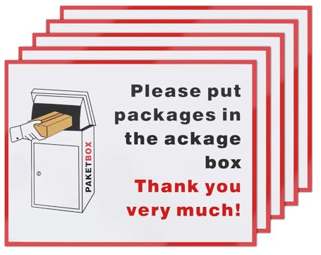 ECSiNG 5 Stück Paketkasten-Aufkleber „Please Put The Oackage In The Parcel Box“-Schilder, PVC-Paketkasten-Aufkleber, 20 X 15 Cm, für Zuhause Oder Geschäft, Englisch