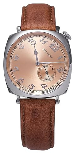 NIADI Baltany Sub-Second Hommage Uhr Möwe Edelstahl Lachsfarbe Quadratisches Gehäuse Herren Armbanduhr