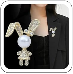 Wendalern Broche Lapin En Strass Broche Lapin De Pâques Fausse Perle Animal De Dessin Animé Épingle De Revers Corsage Vêtements Décoration Épingles Badges Accessoires Bijoux Pour Femmes Et Filles