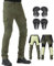 CTBQiTom Pantalón Moto para Hombre con Revestimiento Protector de aramida Pantalón de Moto con Coraza Desmontable CE,Verde Militar,32W/30L