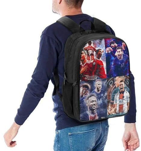 Yjyxbb Ronaldo Messi Neymar Mbappe Rucksack, Kinderrucksack, Schülerschultasche Bookbag Rucksack, 3D-gedruckte Fußballer Schultasche Für Jungen Und Mädchen 16zoll