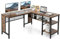 COSTWAY Schreibtisch L-Form, Eckschreibtisch mit Regal in voller Länge und 2-stufige Seitenregale, Ecktisch, Computertisch, Bürotisch für Home Office, 150 x 140 x 75 cm
