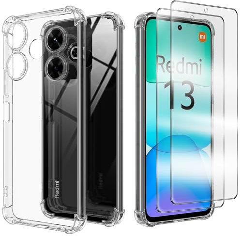 für Xiaomi Redmi 14/Xiaomi Poco M5 5G Hülle ,mit 2Stück Displayschutz Schutzfolie,Handyhülle Transparente Soft Silikon TPU Schutzhülle Bumper Case für Xiaomi Redmi 14/Xiaomi Poco M5 5G, Durchsichtig