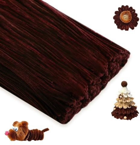 KINGLAKE Pfeifenputzer 100 Stück, Pfeiffenputzerdraht dunkelbraun, 30CM Pfeiffenputzerdraht Biegbar, Pfeifenreiniger Zum Basteln, Dekorieren, Weihnachten, Halloween