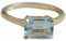 Anello con Topazio Blu Taglio Smeraldo - Argento Sterling 925 Placcato Oro - Design Elegante e Moderno per Donna - Gioiello Raffinato con Pietra Naturale (Größe: US Size 9 / Diameter 19)