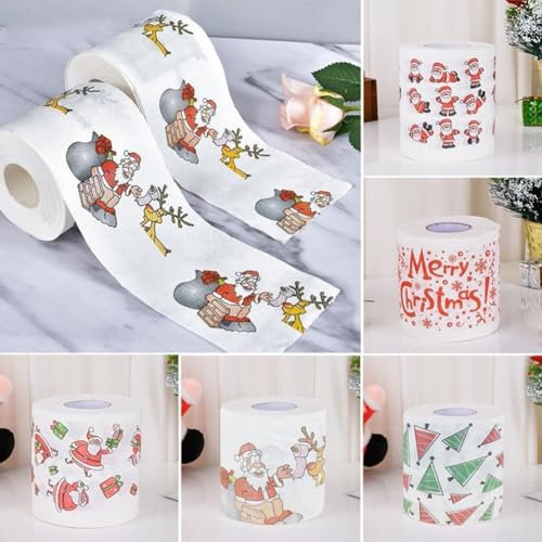 Festive Bathroom Tissue, Christmas Santa Prints, Creative Toilet Paper (B)