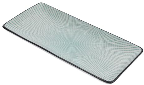 Ciieeo Assiette Rectangulaire Japonaise en Céramique sous Glaçure Plateau à Sushis Élégant pour Onigiri et Desserts Service de Table 27X18 CM