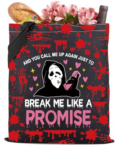 Horrorfilm-inspirierte Tragetasche, Geistergesicht, Geschenk, Horrorfilm-Liebhaber, Geschenk, wiederverwendbare Tasche, And You Call Me Up 3t, large