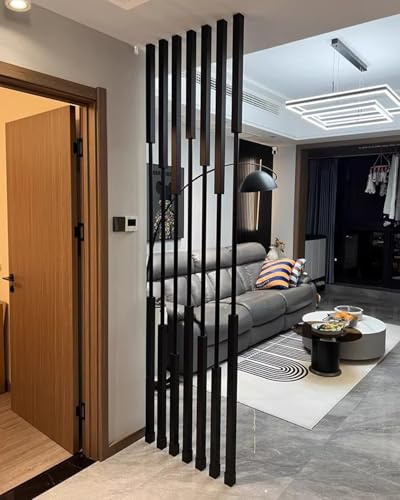 Raumteiler aus Metall, Wandpartition, maßgefertigte Größe, Raumtrenner mit 7 Lamellen, modernes Design für Wohnzimmer, vielseitige Höhenoptionen, ideal für Heimdekoration